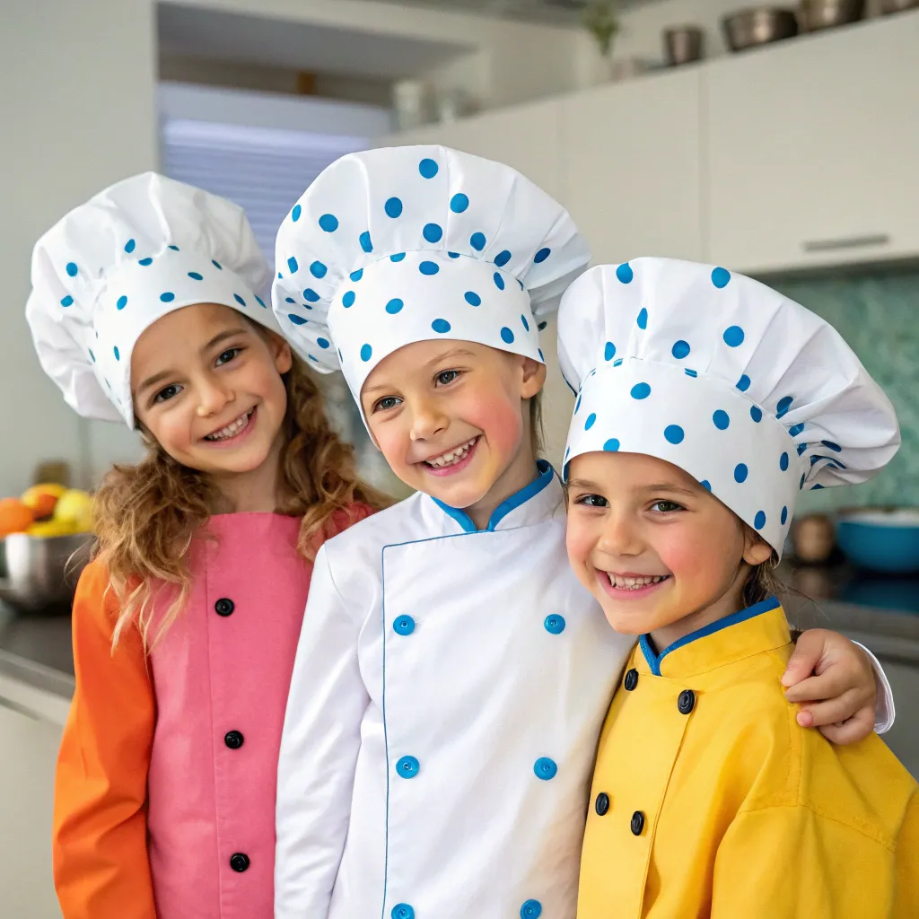 Kids wearing chef hats