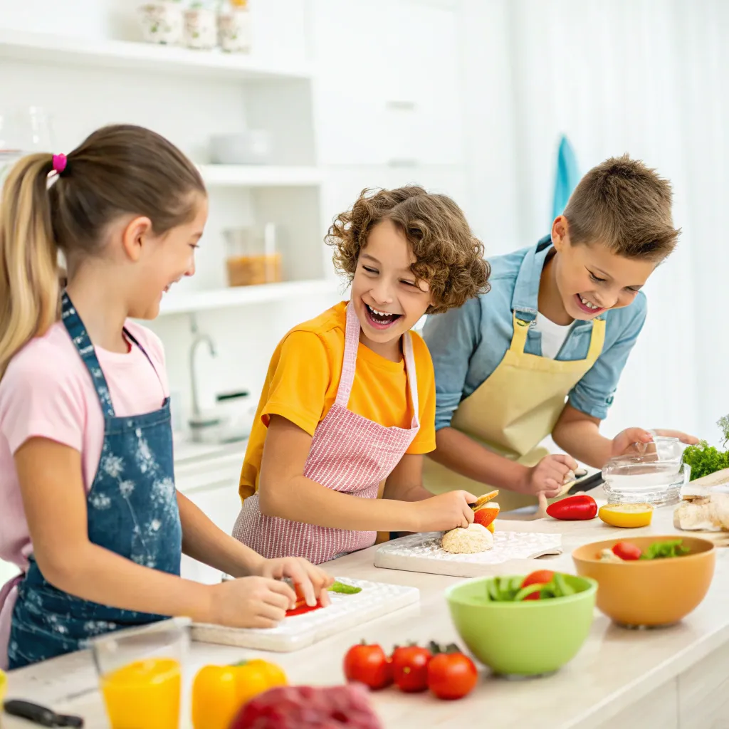 Children enjoying cooking class